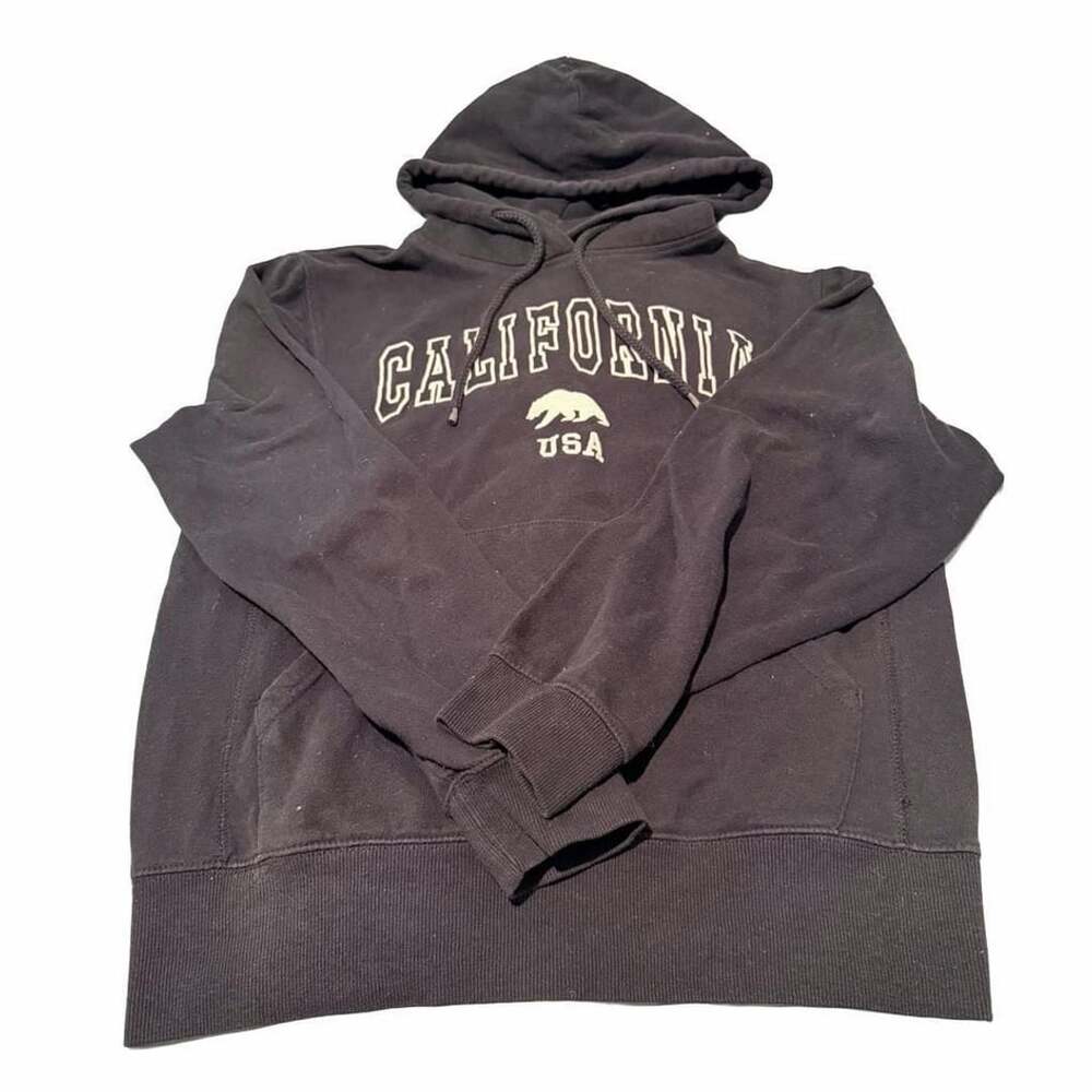 California Republic Bear Hoodie Size M Charcoal Gray Fleece USA